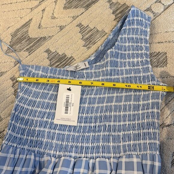 Plaid Gingham One Shoulder Midi Dress Size Small NWT - Picture 8 of 8